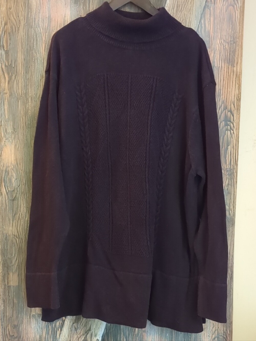 Coldwater Creek Purple Cable-Front Turtleneck Sweater Plus Size 3XL